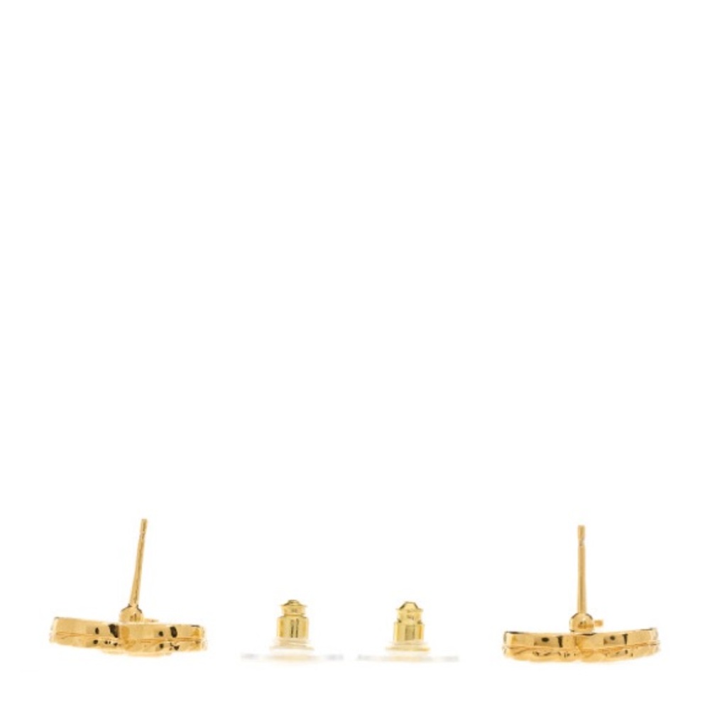 Chanel Gold and Navy Heart Earrings - Picture 4 of 5